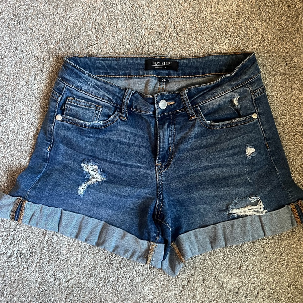 Judy Blue Women's Distressed Denim Shorts - Blue